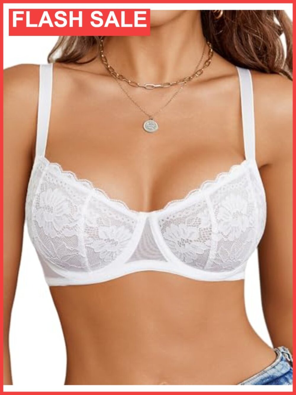 Lace Underwire Unlined Bra Nylon Spandex Full Coverage Minimizer